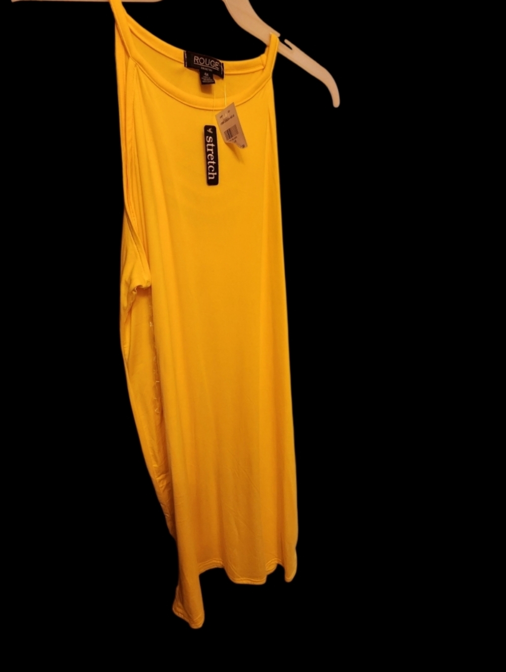 Women's Stretch Yellow Tank Dress Wit Slashed Look In Back